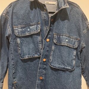 Zara oversized Denim Shirt Jacket